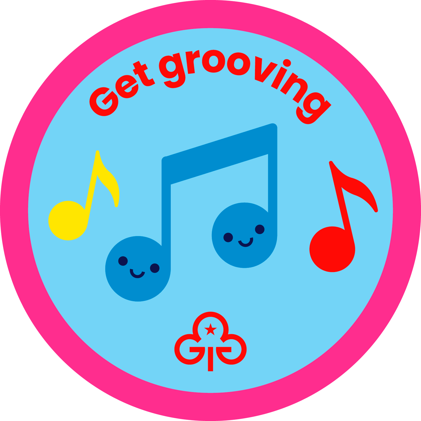 Rainbows Get grooving woven badge