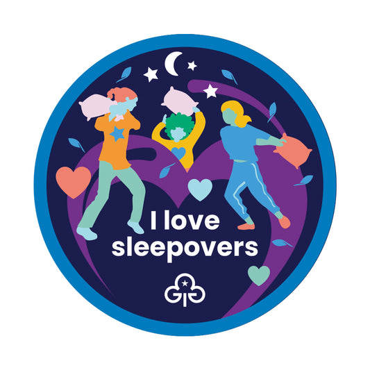 I Love Sleepovers Woven Badge