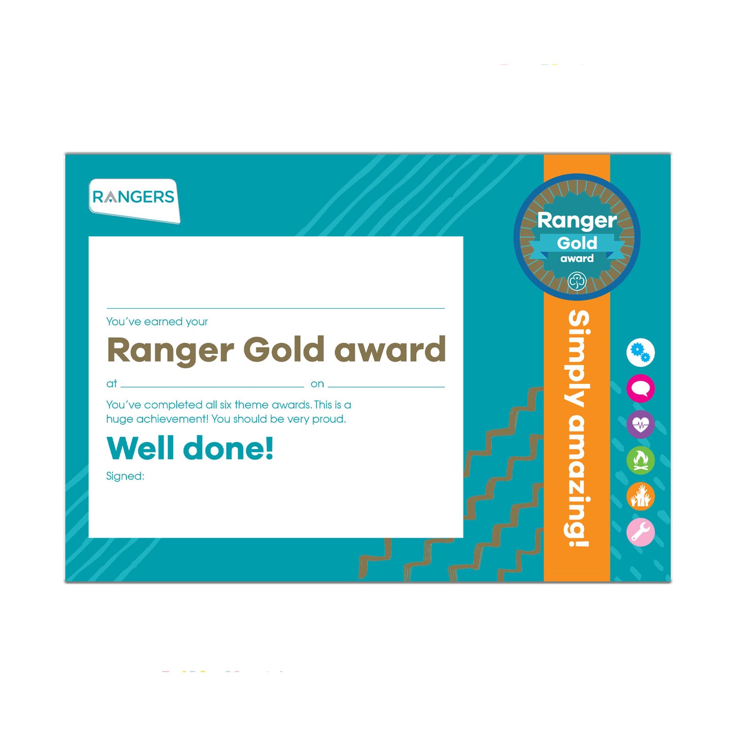 Gold Award Certificate Rangers