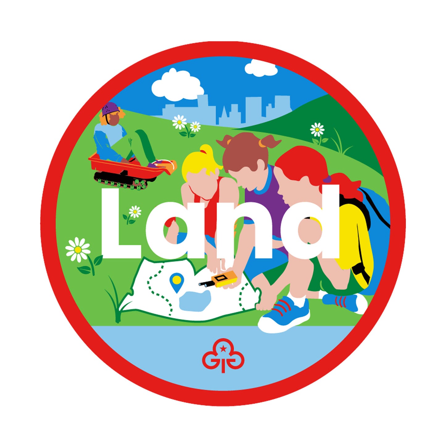 Rainbows land adventure woven badge