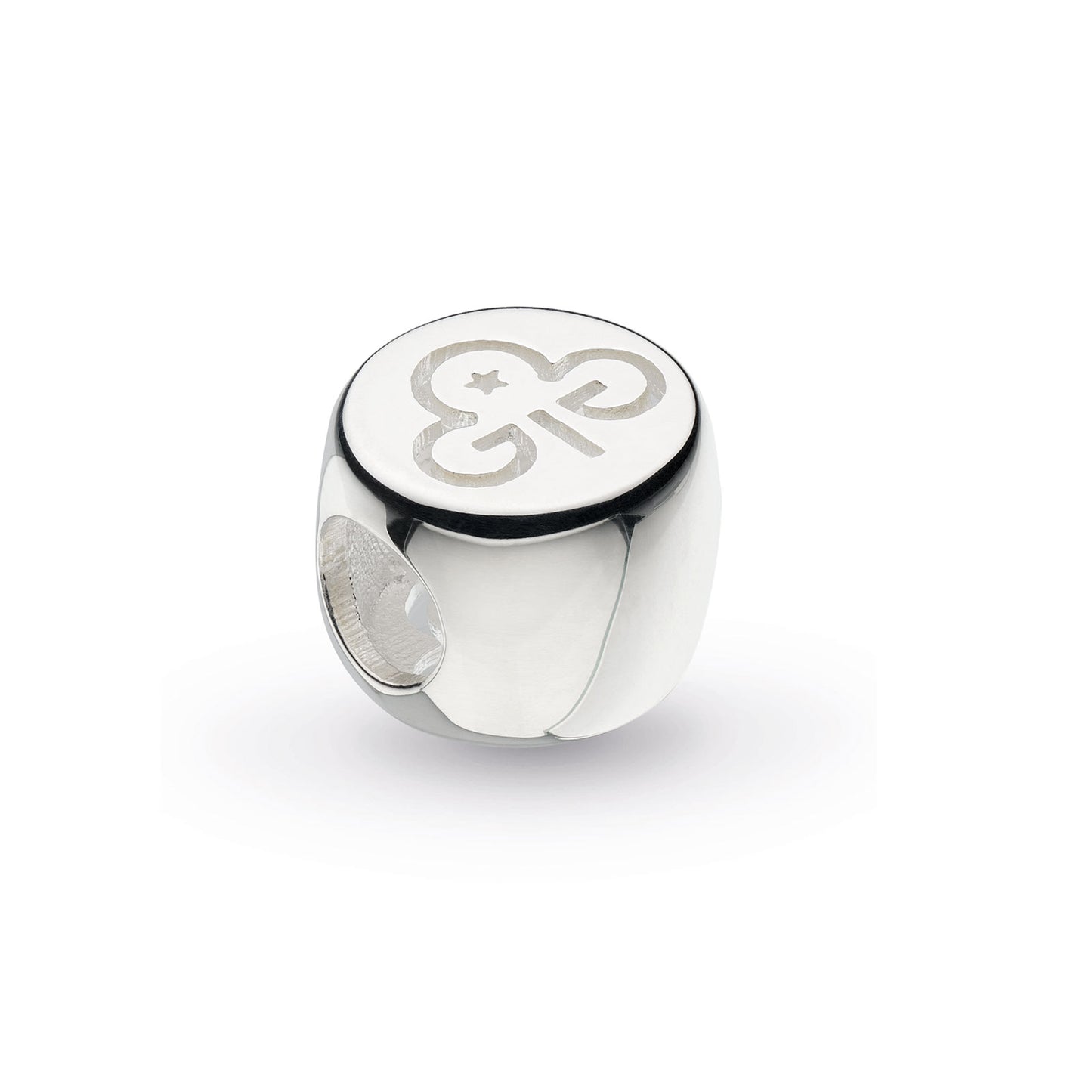 Bead Charm - Silver Etched Trefoil