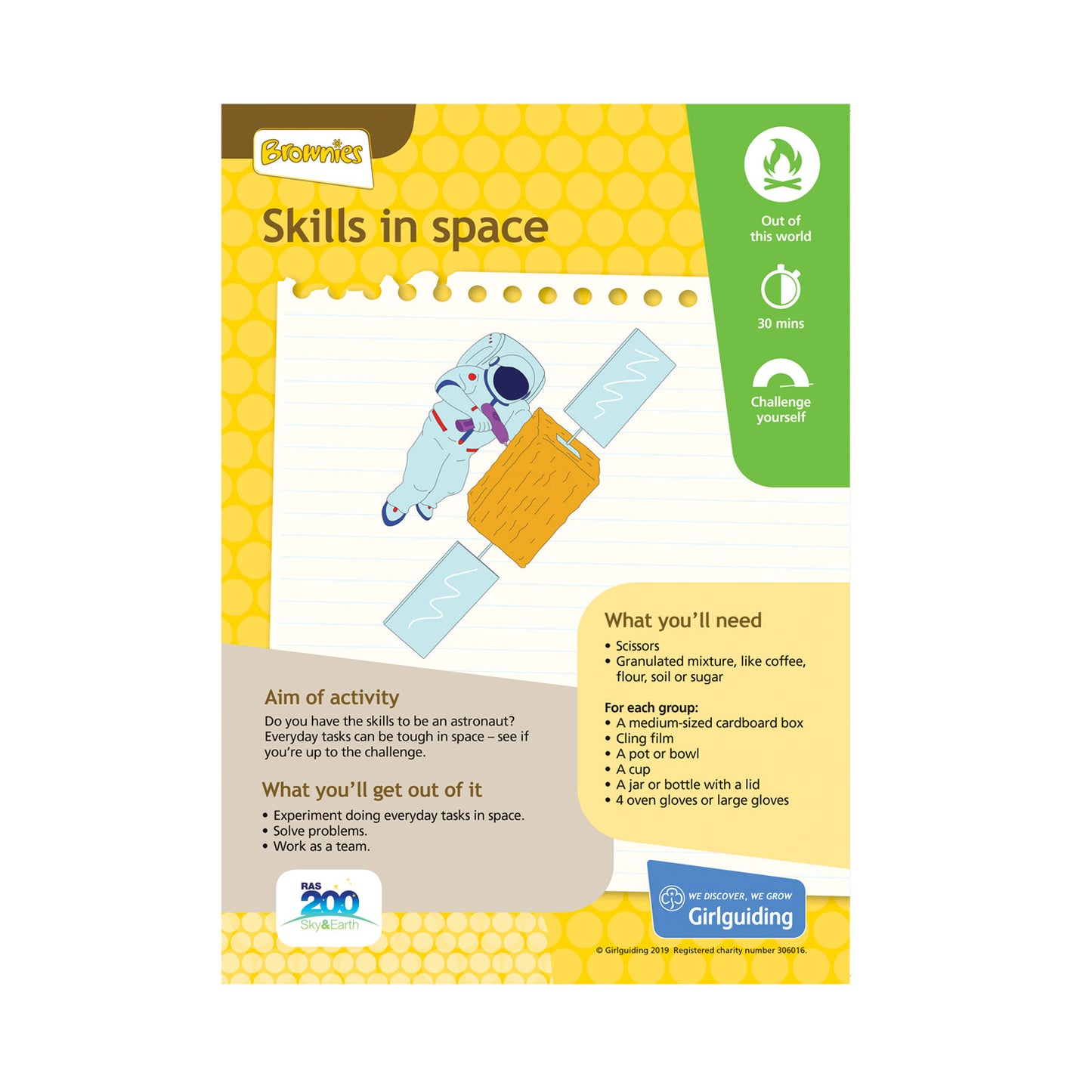Brownies - Unit Meeting Activity Pack 7 - Colourful Memories/Skills In Space