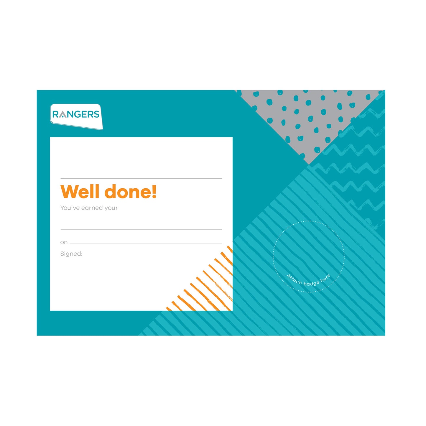 Rangers Badge Celebration Certificate