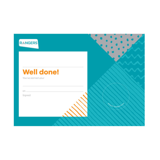 Rangers Badge Celebration Certificate