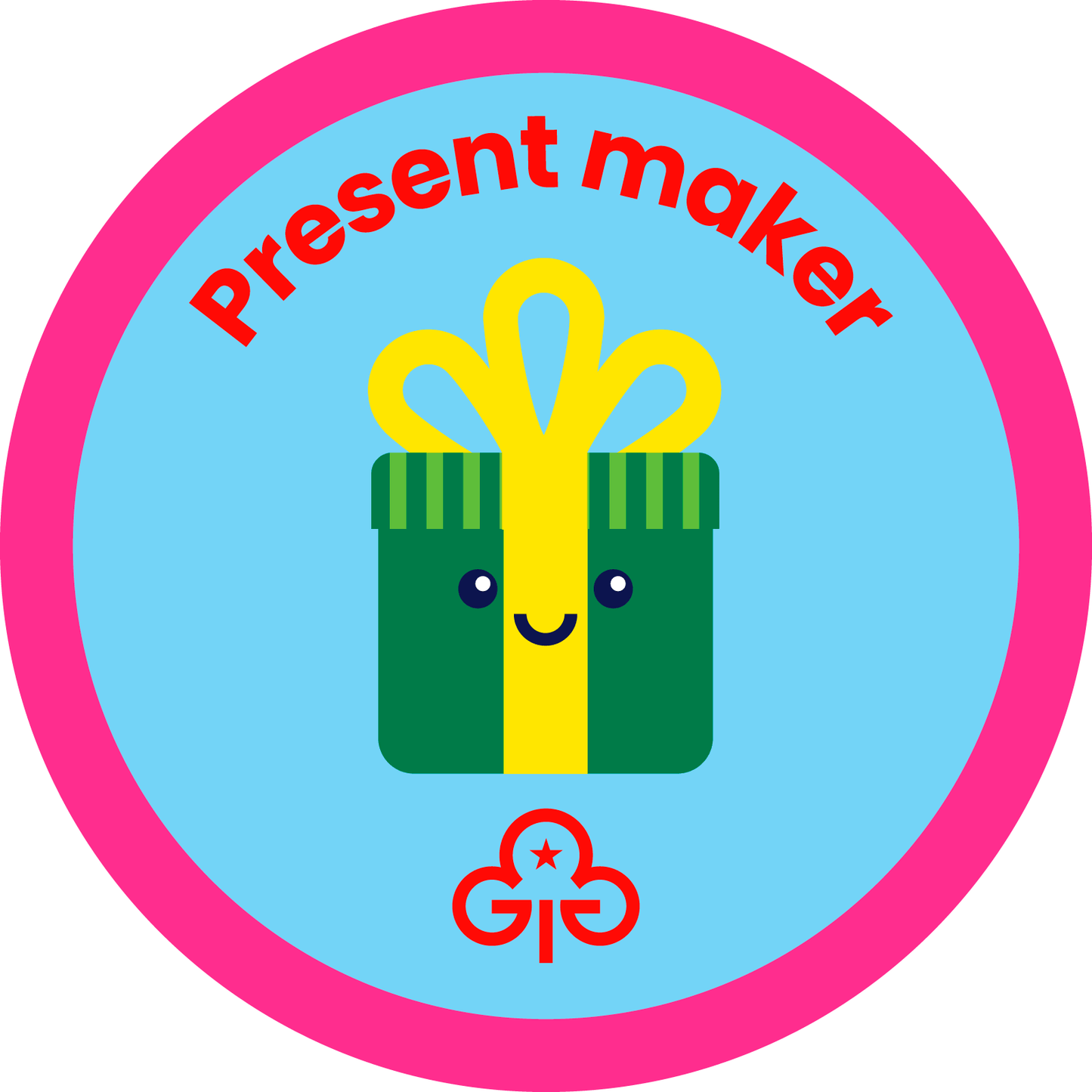 Rainbows Present maker woven badge