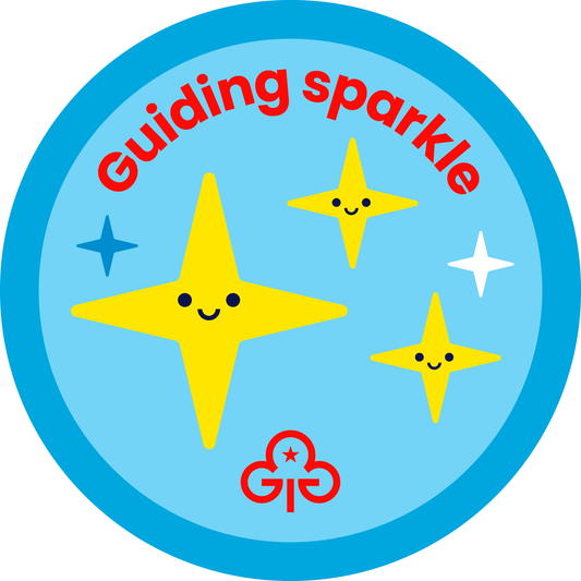 Rainbows Guiding sparkle woven badge