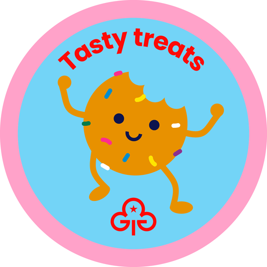 Rainbows Tasty treats woven badge