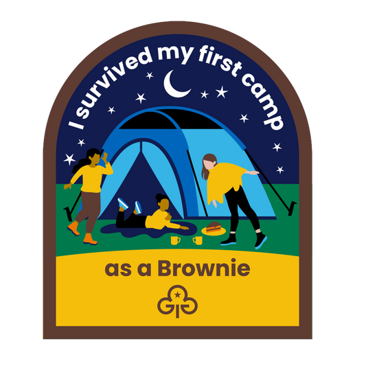 I survived my first camp as a Brownie woven badge