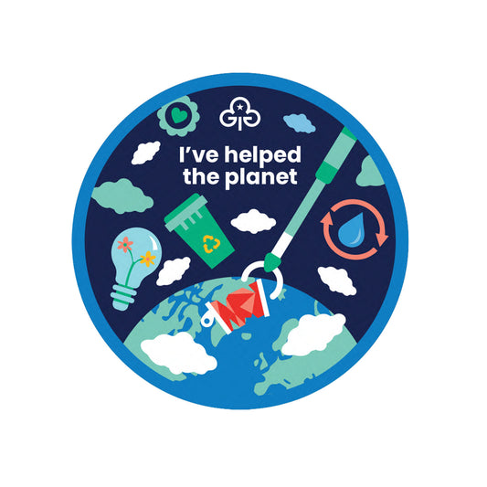 I've helped the planet woven badge