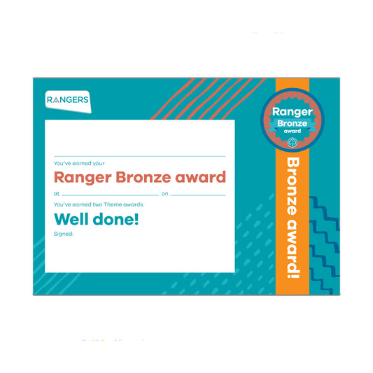 Bronze Award Certificate Rangers