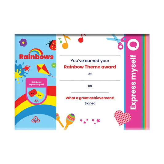 Theme Award - Rainbows Express Myself Certificate