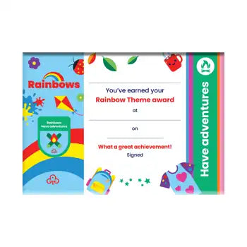 Theme Award - Rainbows Have Adventures Certificate