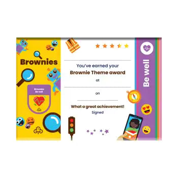 Theme Award - Brownies Be Well Certificate