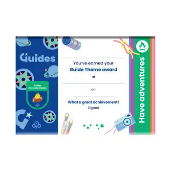 Theme Award - Guides Have Adventures Certificate