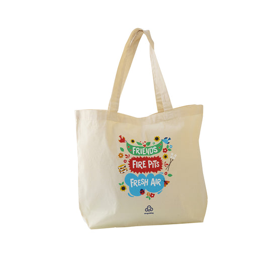 Friends Firepits and Fresh Air natural cotton tote bag