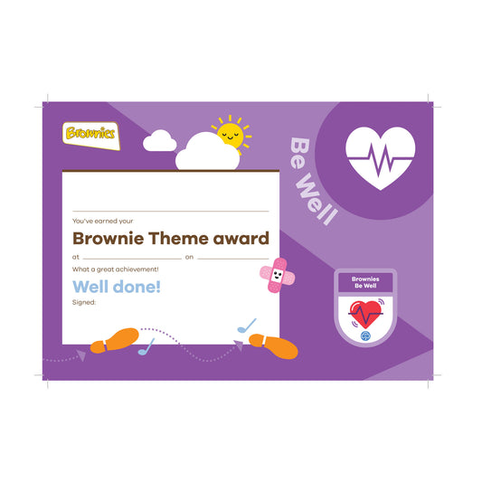 Theme Award - Brownies Be Well Certificate