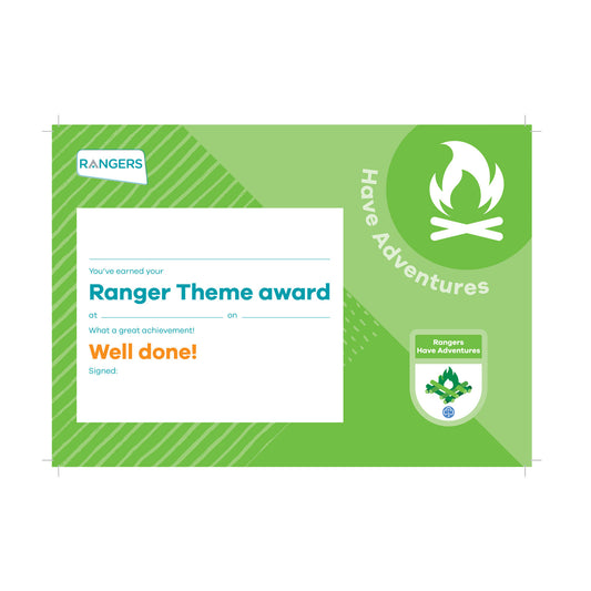 Theme Award - Rangers Have Adventures Certificate