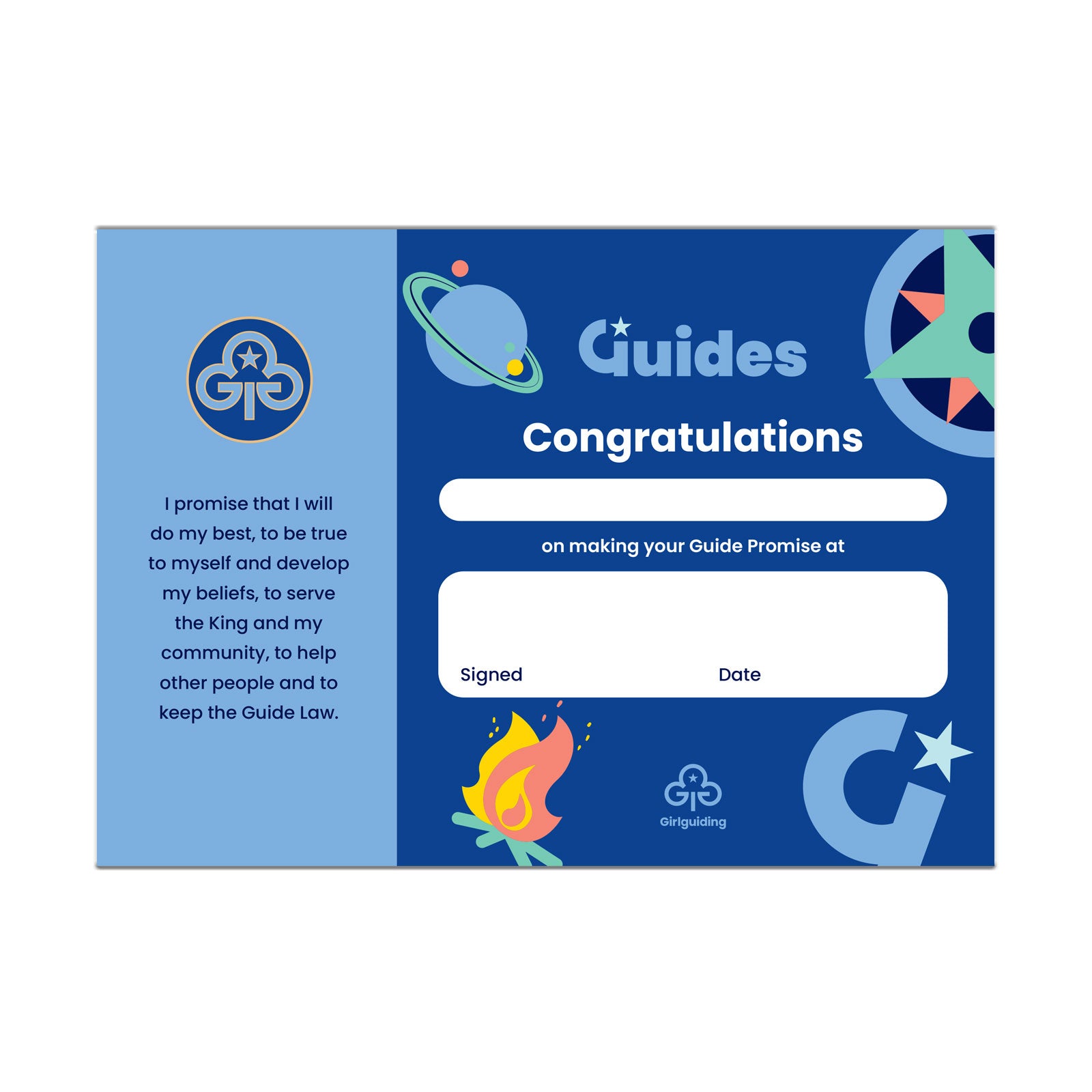 Sign Guide Promise Guides Promise Certificate β Girlguiding North West England Shop