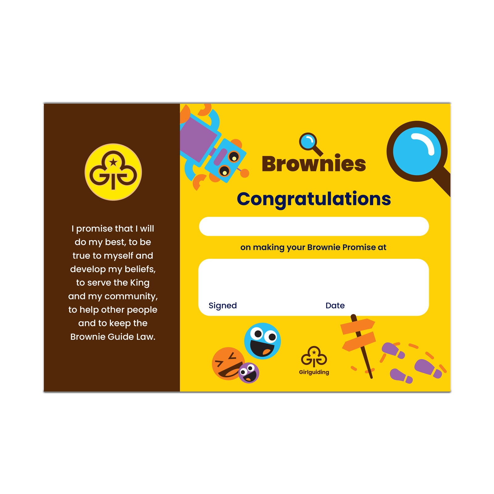 British Guide Promise Brownies Promise Certificate – Girlguiding North West England Shop