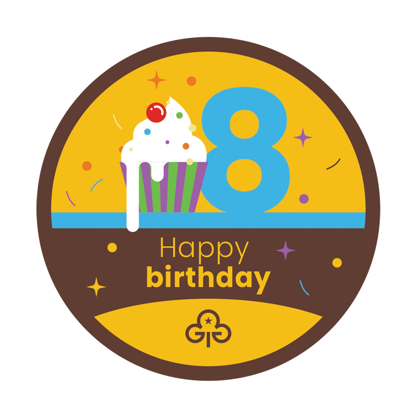 Happy 8th Birthday Woven Badge